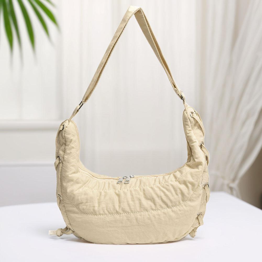 

Women Stylish Dumpling Bag Large Capacity Fashion Shoulder Bag Adjustable Strap Crescent Crossbody Bag Outdoor Travel Bag бежевий