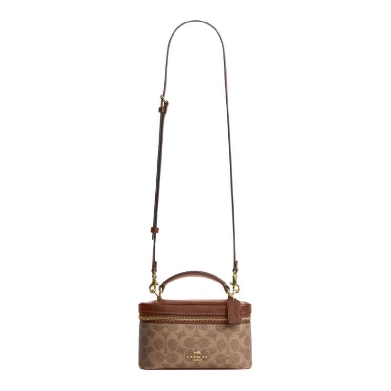 Coach RAINER 19 Brand Logo Artificial Leather Handbag Small Women's Brown