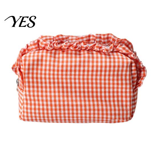 Makeup Organizer Bag Small Ruffled Grids Pouch, Portable Travel Cosmetic Bag, Fashionable Storage Case Lightweight Zippered Pouch for Toiletries