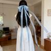 New Solid Color Hair Clip Long Ribbon Bow Sweet Style Bun Holder Hair Styling Decorative Ponytail Holder Wedding