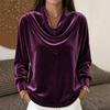 Women's Fashion Velvet Cowl Neck Long Sleeve Top, Loose Fit