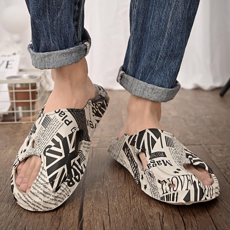 Fashion Summer Thick Bottom Patchwork Fashion Sandals Men Casual Beach Shoes Hollow-Out Garden Clogs Outdoor Slippers Can Be Decorated