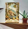 Vintage Amalfi Coast Metal SignLemon Trees Scenic Tin Painting Ideal for BarCafe Beach House DecorArtistic BackyardWall