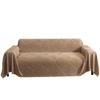 Cream Plush Sofa Wrap: One-Piece Cushion Cover & Warm Blanket for Autumn/Winter.