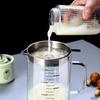 1000/1500ML Glass Oil Filter Pot with Lid - Easy-Grip Handle Kitchen Grease and Fat Separator For Cooking Oil Storage