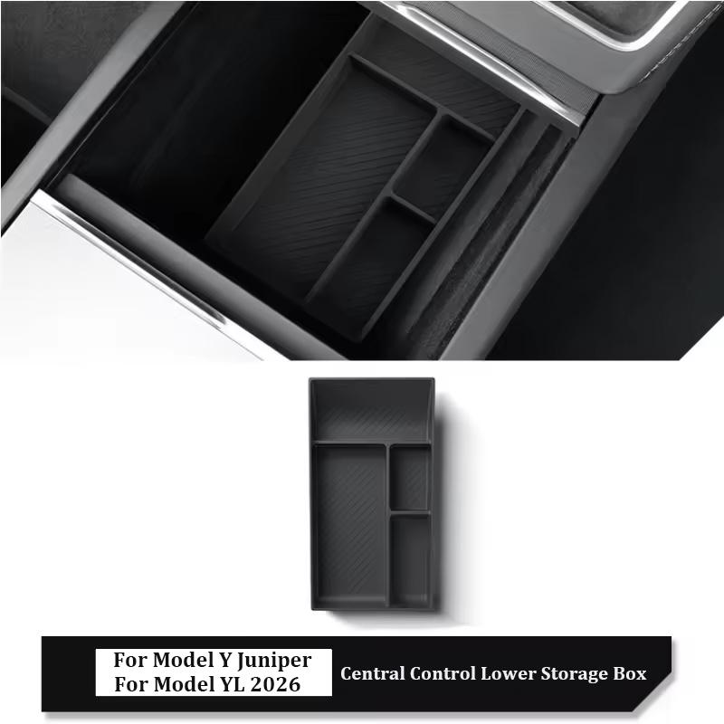 For Tesla Model YL Model Y Juniper 2025-2026 Center Console Armrest Storage Box Stowing Tidying Lower Bottom Mats Organizer Tray