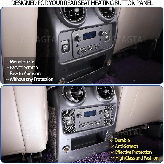 Soft Carbon Fiber Rear Seat Heating Button Switch Trim Sticker Fit for Hummer H2 2003-2007, Car Rear Row Heating Button Panel Trim Cover Accessories,