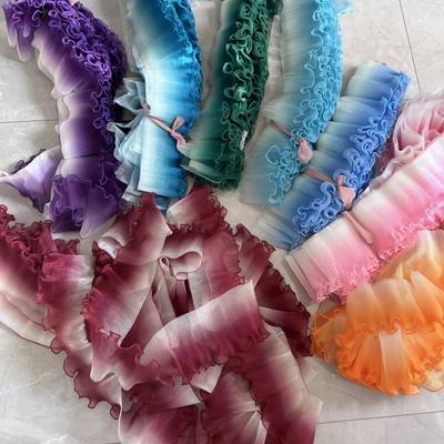 2 Yard Flounce Wave Lace Fabric 12cm Wide Gradient Color Pleat Mesh Organza Ruffle Dress Accessories DIY Styling Sewing