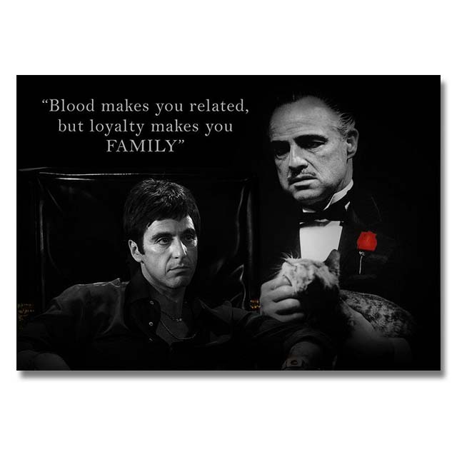 

Тони Монтана и Дон Вито Корлеоне Цитаты Холст Постер Лицо со шрамом и Крестный отец Персонажи фильма Холст Картина Домашний декор 70x100cm No Framed