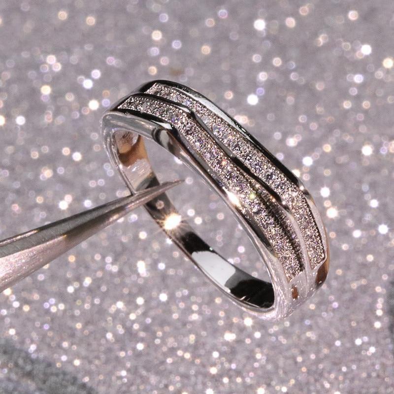 

Simple Femal Rings 925 Silver Double Layered Shiny Single Row Zircon Finger Rings for Women Wedding Jewelry Bijoux 10