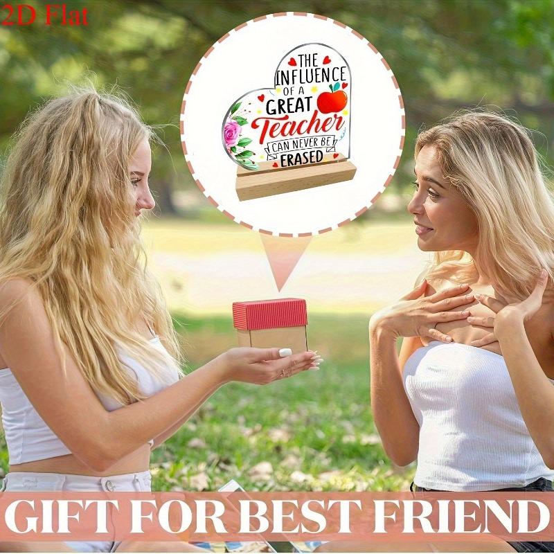 2D Flat, Heart-Shaped Acrylic Teacher Appreciation Plaque, Colorful Apple & Floral Design, Suitable for Wall Decoration, Porch, Room, Villa, Accents H