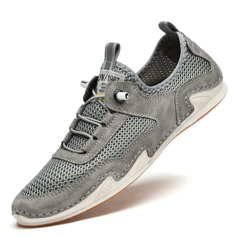 

Летние сетчатые дышащие повседневные кожаные туфли мужские из натуральной кожи летние мужские сетчатые мягкие модные шапочки туфли ленивые повседневные туфли 44 серый