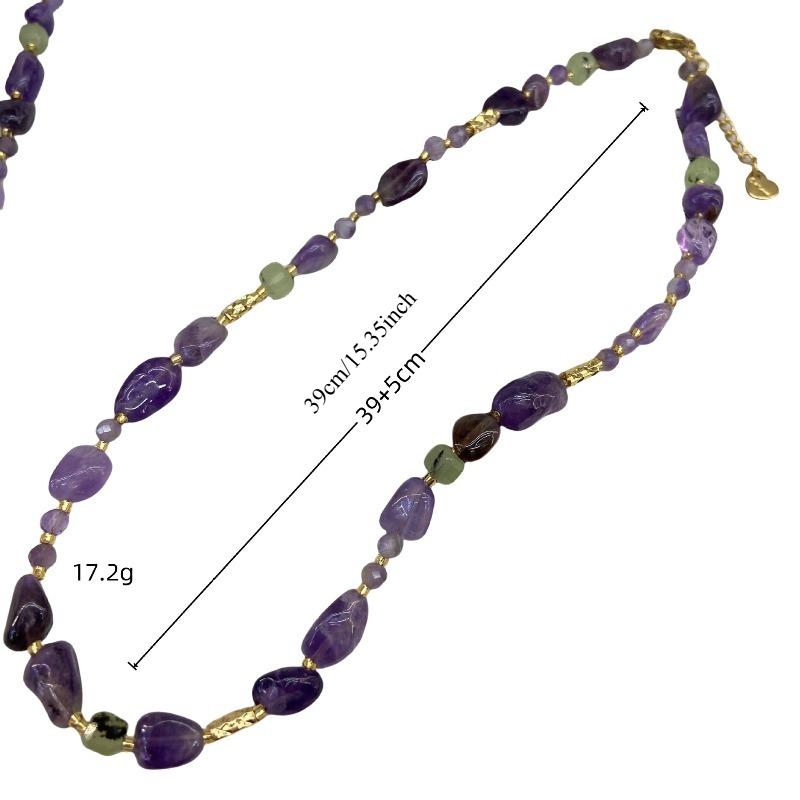 Summer New Dopamine Amethyst Prehnite Necklace Vintage Light Luxury Niche Choker for Women