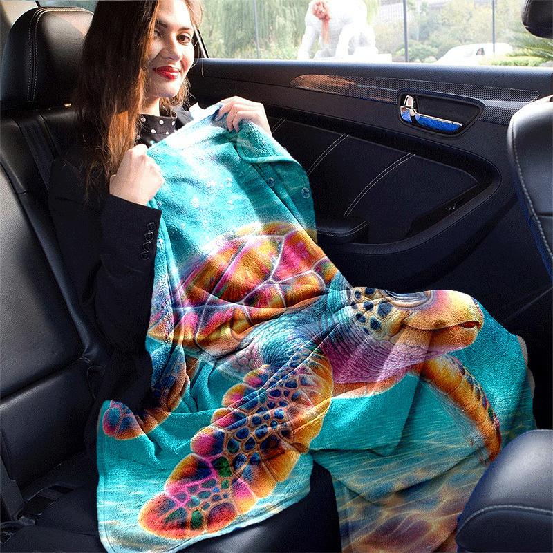 1 ks lehká flanelová deka s potiskem želv, pohodlná a hřejivá deka, na kempování, pohovku, postel, gauč, do kanceláře, dárek