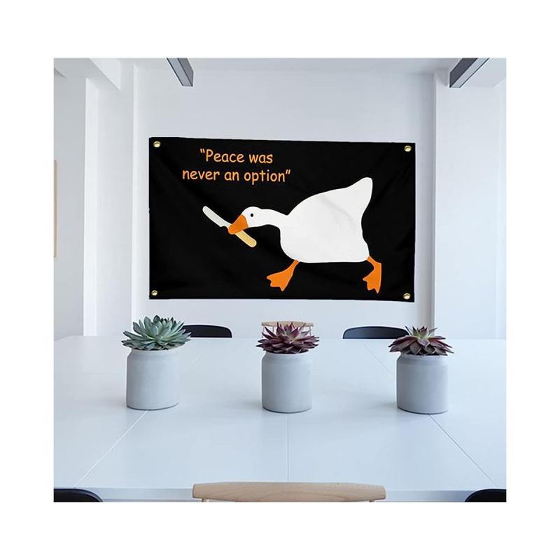 VIKAMA Peace Is Never An Option Goose Flag Tapestry Room  Dorm Decor Fun Living Room Wall Hanging Home Decor