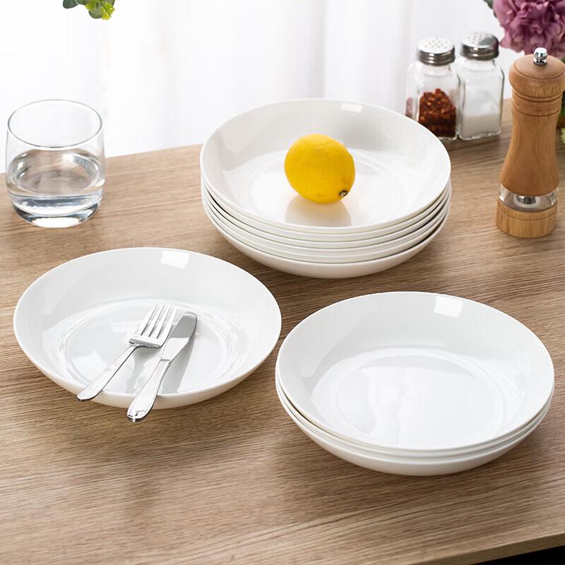 Tao Xiang Hui Reinweiße Unterglasur Keramik Tiefe Teller, 4er-Pack