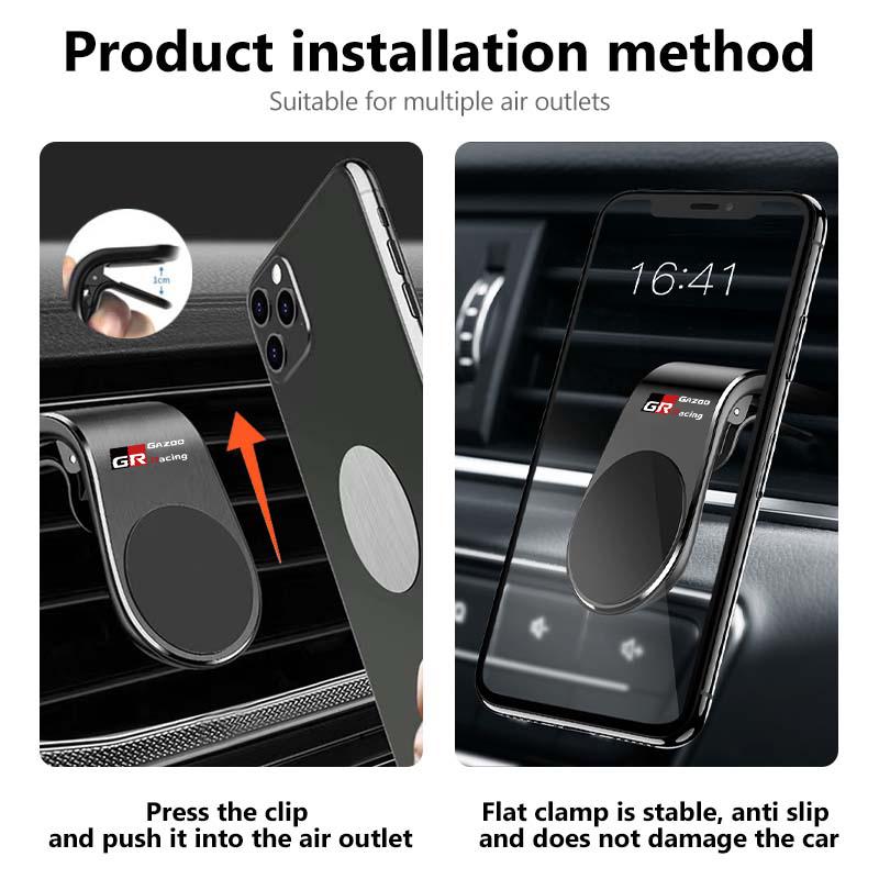 For S0 Car L Type Metal Magnetic Phone Holder Interior Accessories GR Sport Crown RAV4 Yaris Land Cruiser Corolla Prius CHR JH0