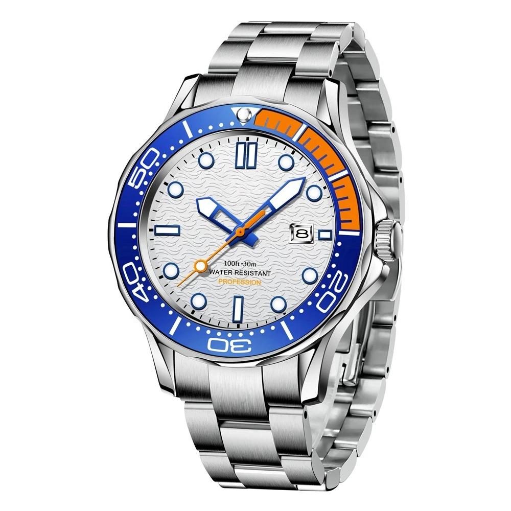 Fashion Men Watch Casual Sport Waterproof Men's Quartz Wristwatches Top Brand Luxury 360° Rotating Bezel Design Watch Men