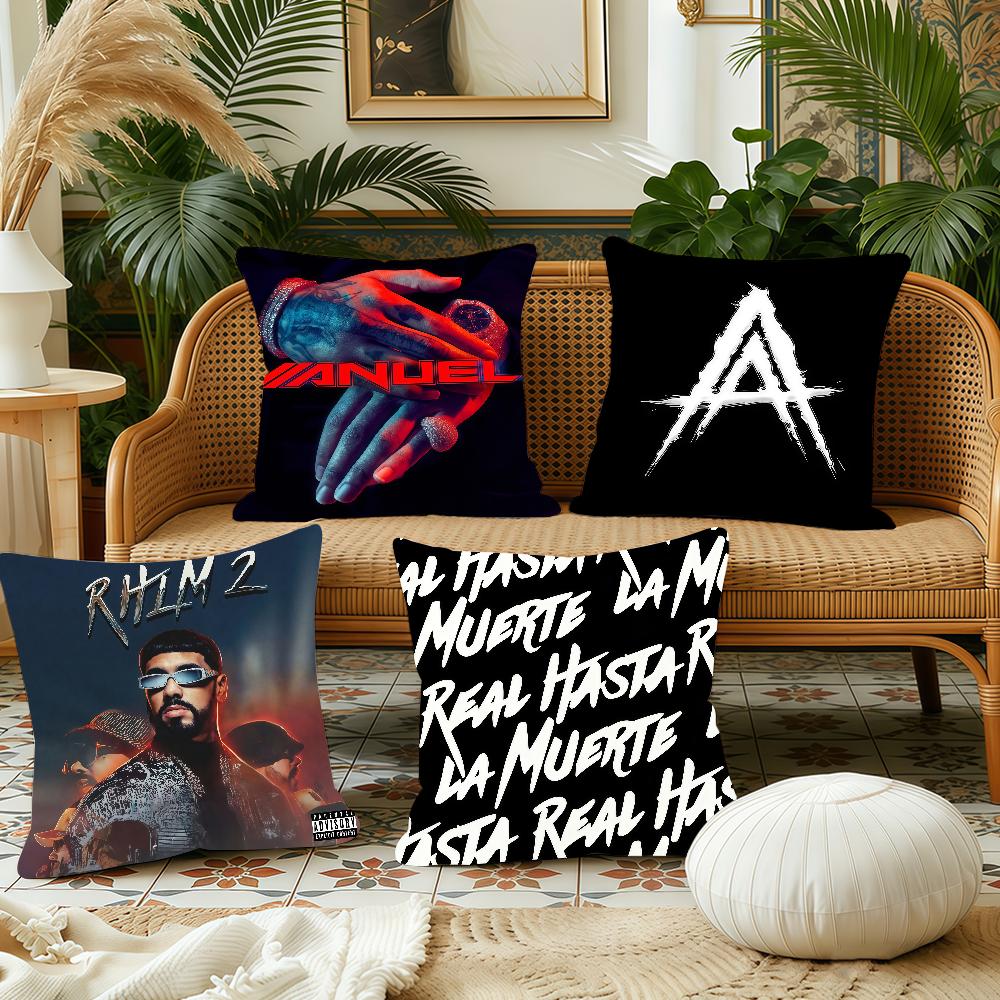 Anuel AA Real Hasta La cushion cover Pillow Case Plush Fabric Soft Double Sided Print Sofa Cushion Cover Throw Pillow Covers
