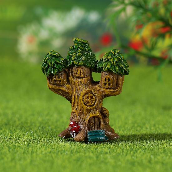 Micro Landscape Ornaments Resin Fairy Garden Accessories Small Wooden Tree Houses for Plants Fish Tank Decor DIY Scenes Cake