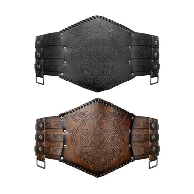 Viking Wide Belt Cosplay Knight Corsets Belt Renaissance Mens Medieval Belt Nordic Faux Leather Armors Belt Costume