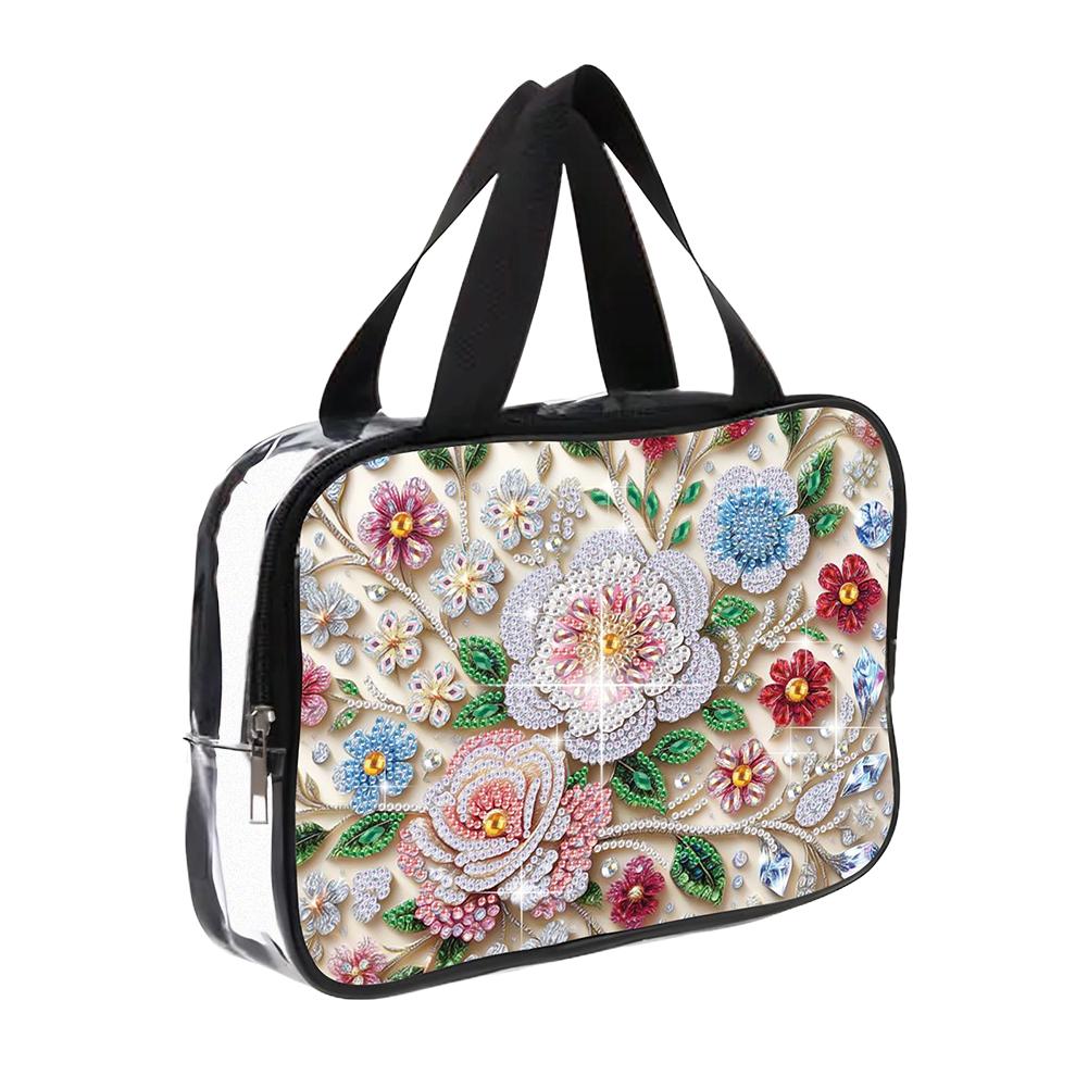 DIY Diamond Art Crystal Rhinestone Cosmetic Bag Zipper Closure 5D Diamond Painting PVC Pouch Large Capacity for Home Decor Gift