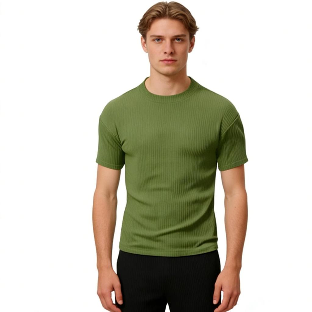 Herren geripptes strukturiertes Slim Fit Kurzarm! Amerikanisches Retro Stretch Rundhals-T-Shirt, Mehrfarbiges Basic Unterhemd / Inneres Oberteil