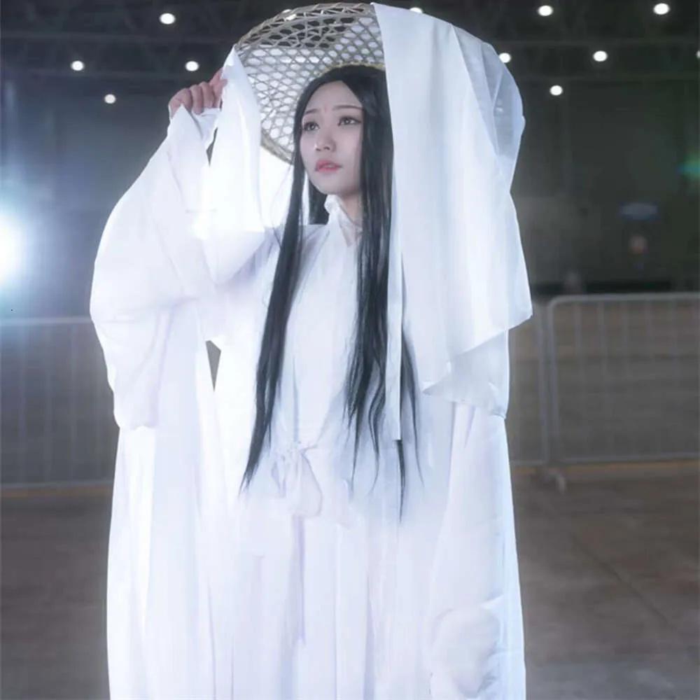 Anime Xie Lian Cosplay Costume Tian Guan Ci Fu Xielian Cosplay White Han Fu Clothes Wig Suit Halloween Costumes for Women Men