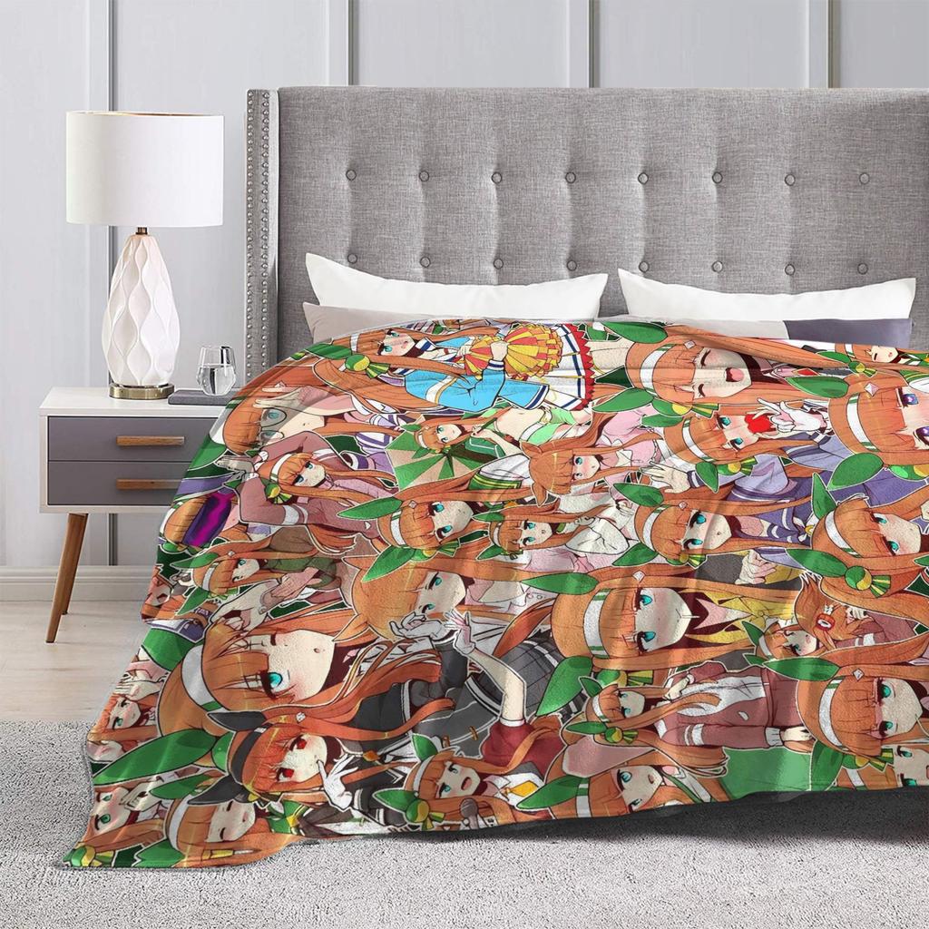 Silence Suzuka Soft Warm Blankets Umamusume Airplane Travel Plush Throw Blanket Outdoor Flannel Bedspread Sofa Bed Cover
