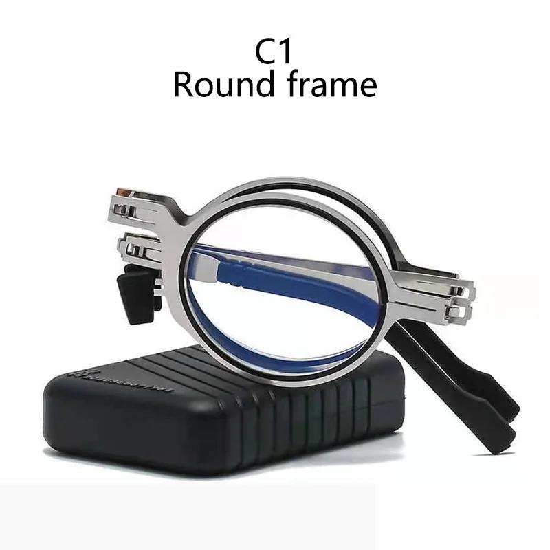 

Folding Reading Glasses Metal Round Men Blue Light Computer Grade Glasses Narrow Eyeglasses Frame For Men Gafas +1,1.5,2,3,4 +350