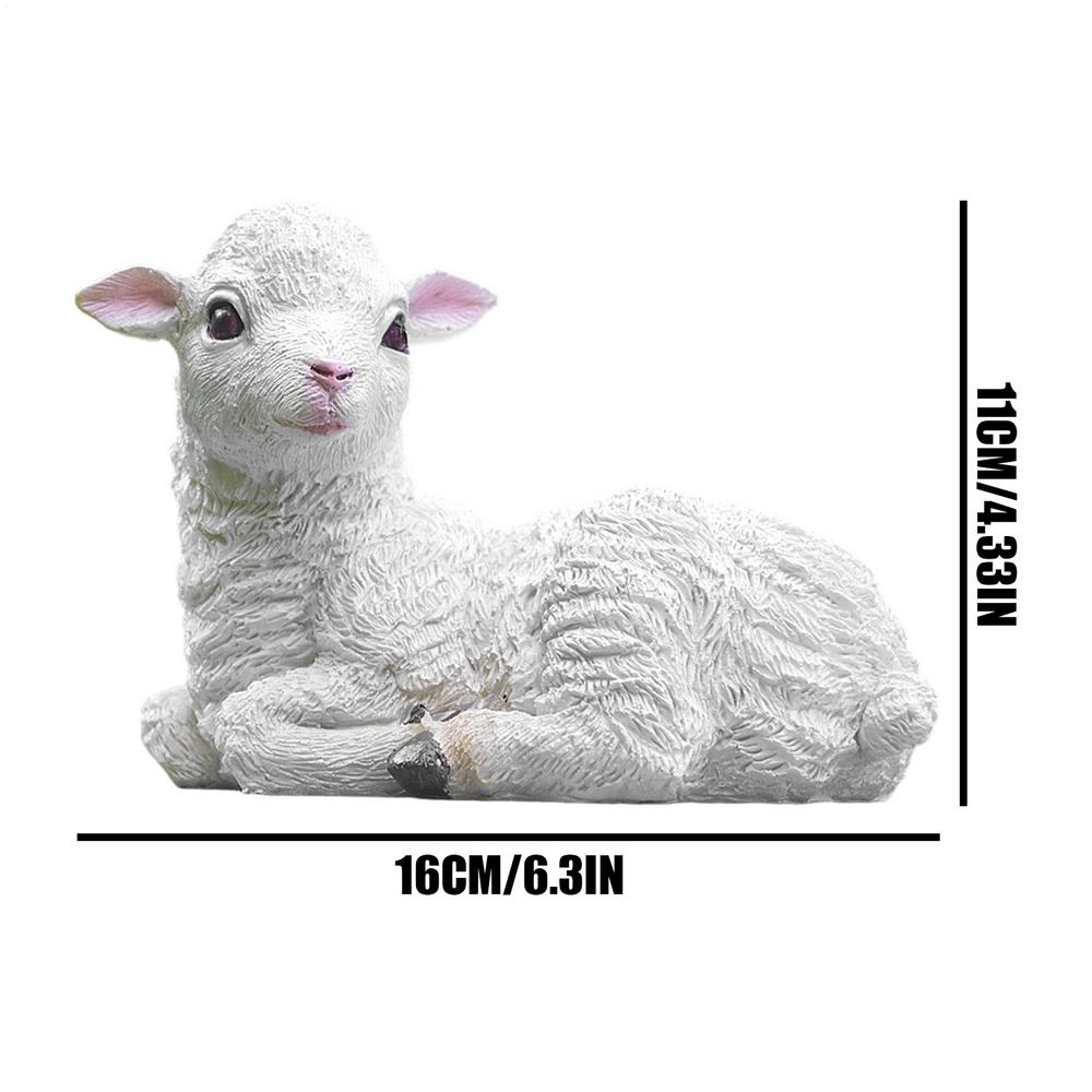 

Resin Figurine Lamb Ornament Decor for Garden Farmyard Artificial Lamb cute Sheep Outdoor Sculptures for Garden Figurine