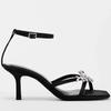 Fashion New Open Toe Ankle Strap Thin High Heels Women Summer Shiny Rhinestone Designer Heeled Sandals Elegant Banquet Wedding Shoes