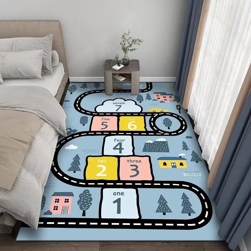 Cute Cartoon Puzzle Rug Fluffy Gaming Room Decoration Children Bedside Bedroom Carpet Play Mat for Children Kawaii Room Decor