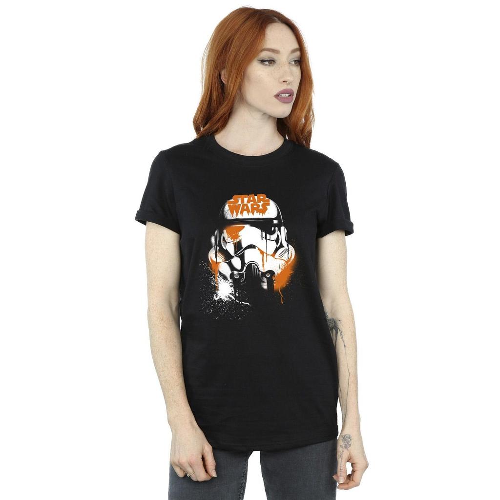 Star Wars Womens/Ladies Halloween Stormtrooper Helmet Cotton Boyfriend T-Shirt
