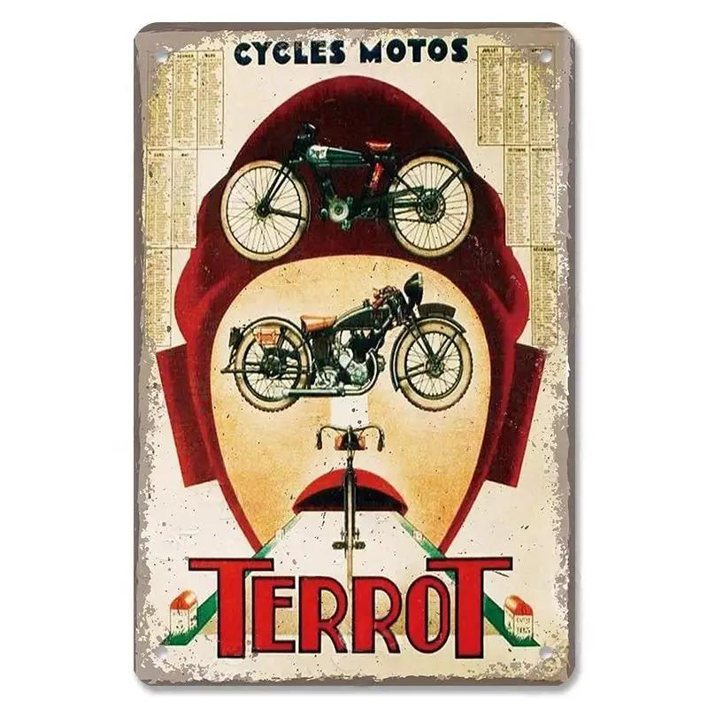 Vintage Metal Sign Motorcycle Poster Decor TT Racing Metal Tin Plate Living Room Wall Garage People's Cave Restaurant Art Decor