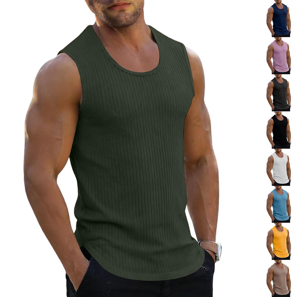 Herren Trainings Tops Sommer Fitnessstudio Fitness Sportliche Tanktops Lässig V-Ausschnitt Textur Muscle Fit Bequem Schnelltrocknend Westen