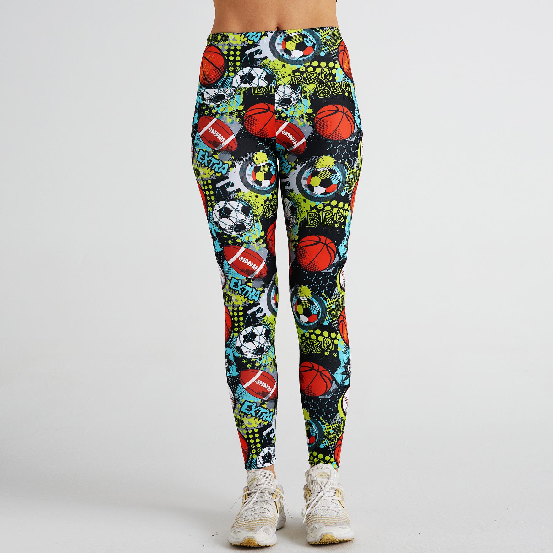 

Модные женские футбольные, регбийные, принтованные штаны для йоги, леггинсы для фитнеса с высокой талией, спортивные штаны для йоги S