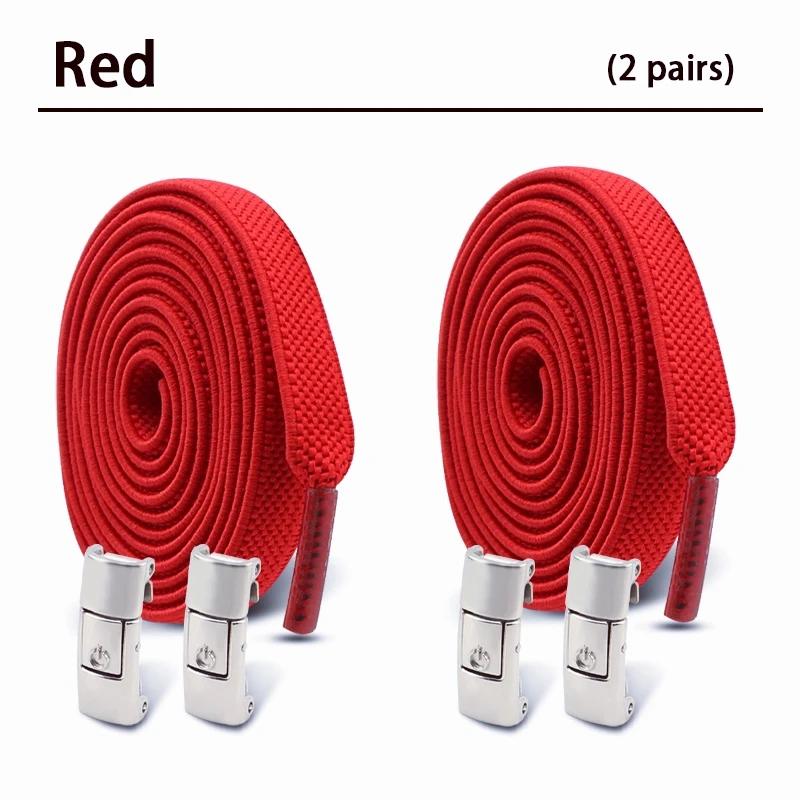 1/2Pair 8MM Flat No Tie Shoelaces Elastic Shoelace Metal Buckle Shoelaces Without Ties Sneakers Children Laces Shoe Accessories