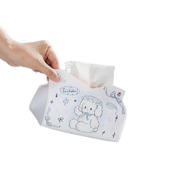 Cute Cartoon Leather Tissue Box for Home and Car Storage