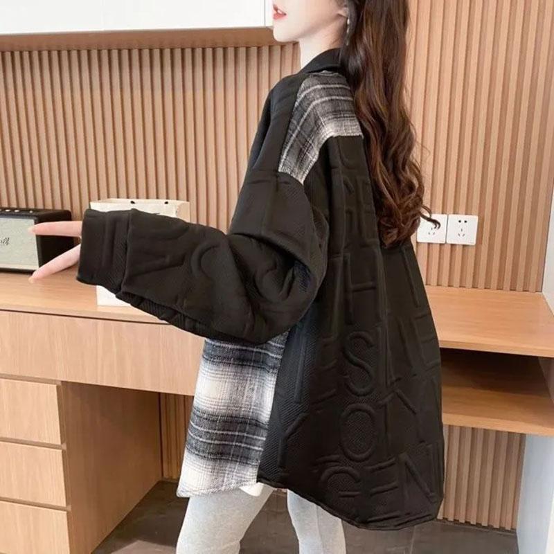 Coat Oversize Women Cotton Winter Thickened Casual Double Layer Windbreaker Jacket