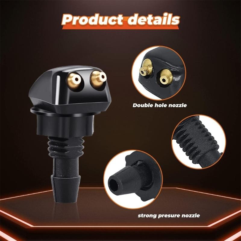 Universally Front Windshield Wiper Arm Washer Nozzle Spray Unit with 2 Holes Wiper Water Spray Jets
