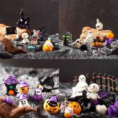 Micro Landscape Halloween Resin Decoration Mummy Ghost Pumpkin Figurines Home Decor Desktop Small Ornaments Miniatures Crafts