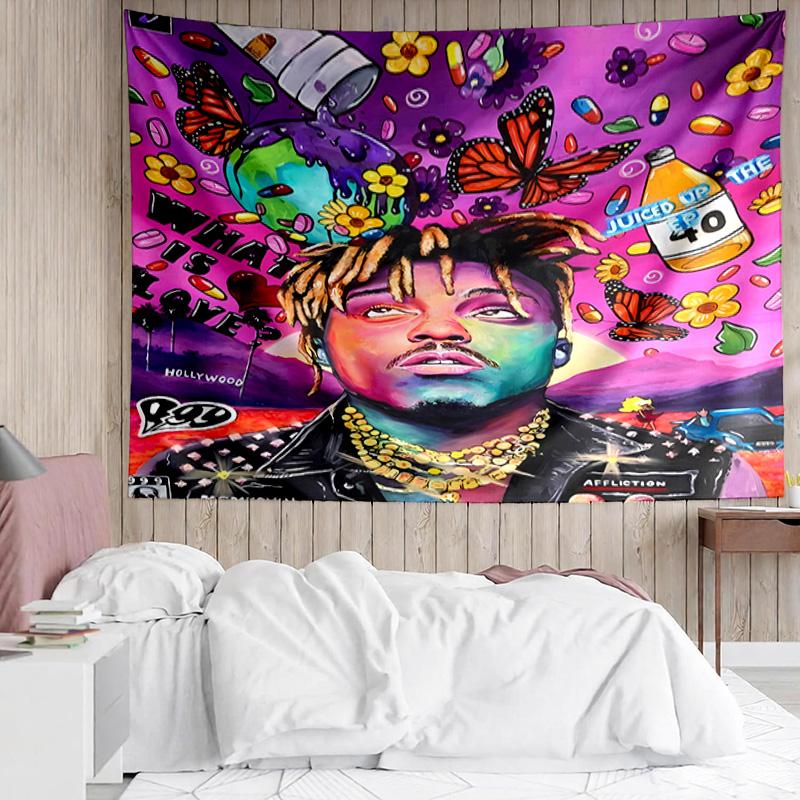 Juice WRLD Tapestry for Bedroom Aesthetic Classroom Tapestries Wall Hanging for Living Room Dorm Office,Ideal Creative Gift