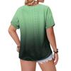 Plus Size Women's Fashion Casual Vintage  V-Neck Short Sleeve Button T-Shirt Top