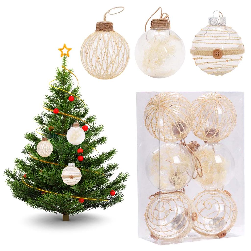 Shatterproof Clear Xmas Ball Set Farmhouse Xmas Tree Decoration Hanging Balls Suitable for Weddings Engagements
