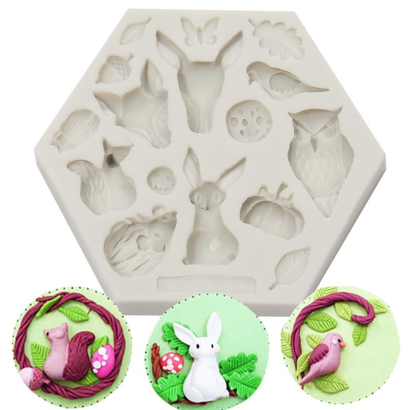Animal Silicone Mold Rabbit Owl Pumpkin Shaped Fondant Cake Backware Baking Cooking Tools Sugar Cookie Jelly Pudding Decor