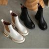 Damen Frühling Herbst Stiefeletten Naturleder Rindsleder Obermaterial Vollleder Chelsea Boots Britischer Stil Kurze Stiefel