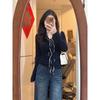 Spring and Autumn New Navy Collar Shawl Straps Design Sense Slim Waist Wool Knitted Sweater Women's Top