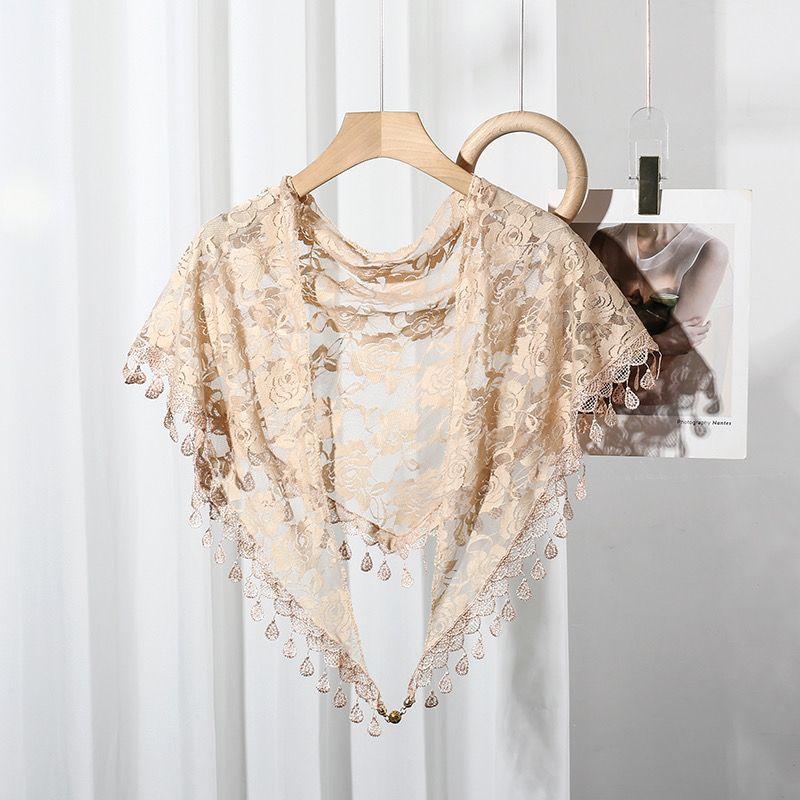 

Маленький золотой шарик с магнитной пряжкой, кружевной треугольный шарф для женщин на весну, мягкий и теплый шарф для защиты шеи, треугольный шарф 145-40cm хаки