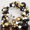 M-Modern-129 Pieces Black And Gold Balloon Garland Arch Kit Latexballoons Party Decorations